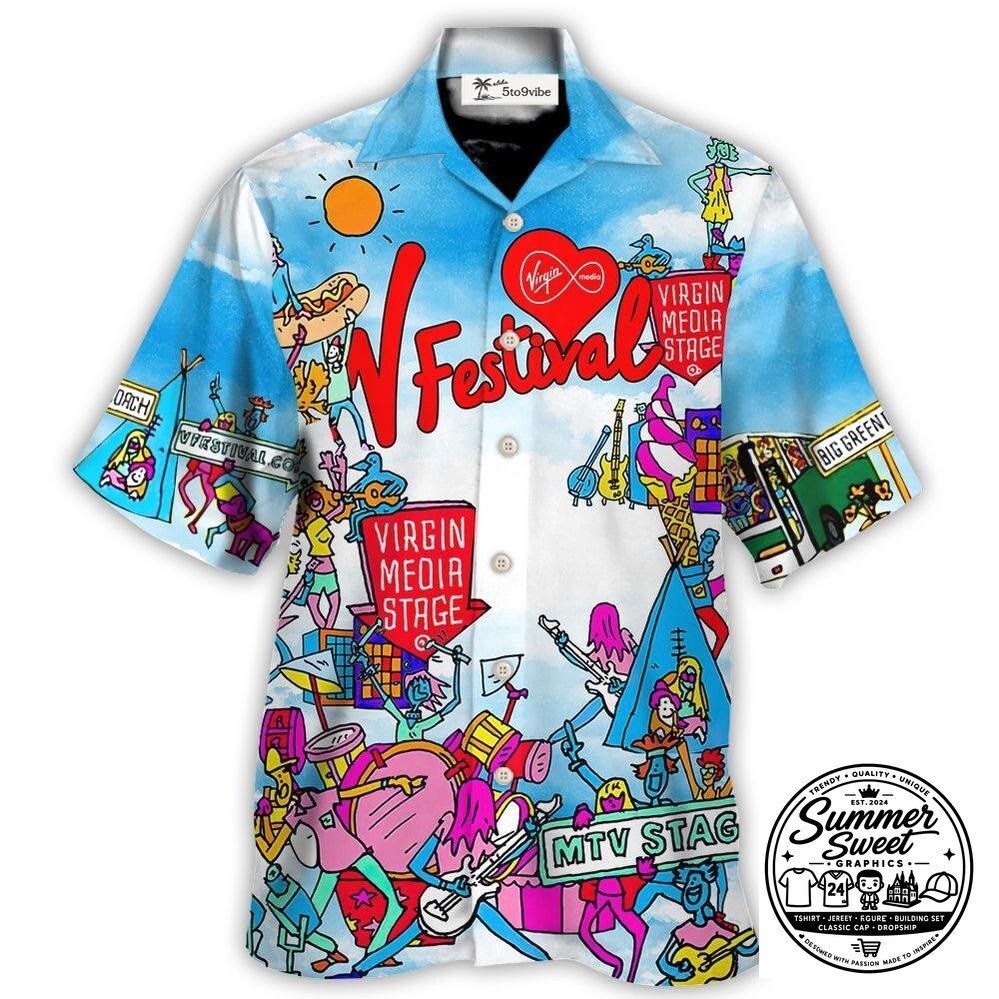 V Festival Music Event Youthful All Over Print Hawaiian Shirt