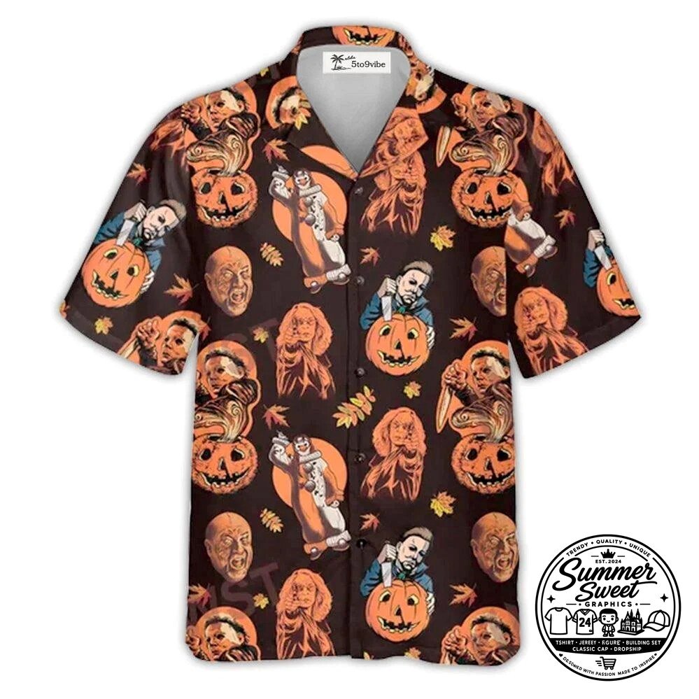 Halloween Horror Film Characters Tropical Style Hawaiian Shirt