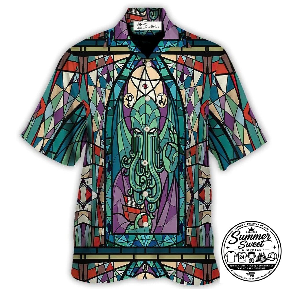Cthulhu Stained Glass Window Design Hawaiian Shirt