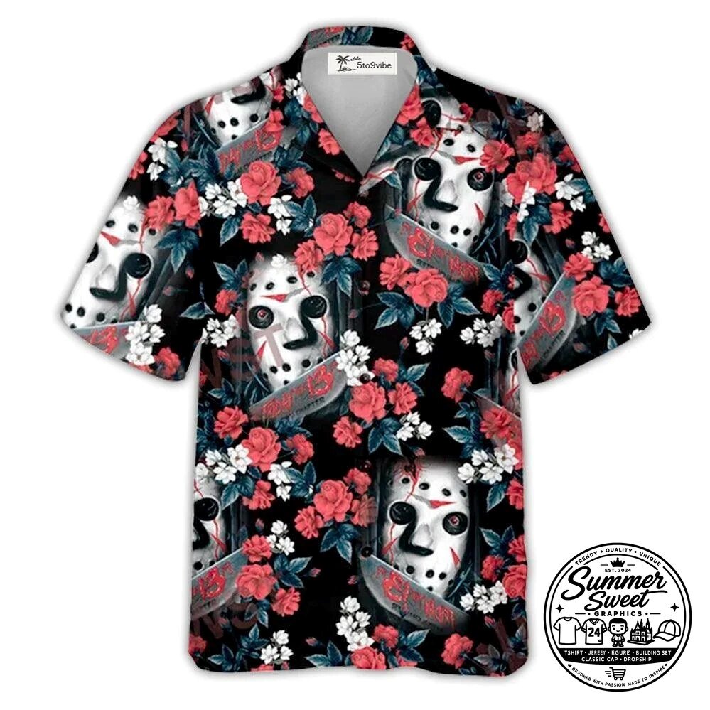 Jason Voorhees Halloween Floral Tropical Style Hawaiian Shirt