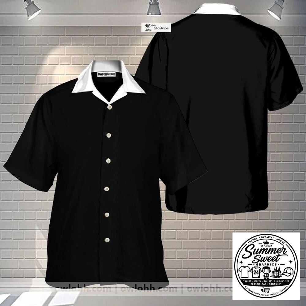 Classic Black and White Style Unisex Hawaiian Shirt for Men and Women