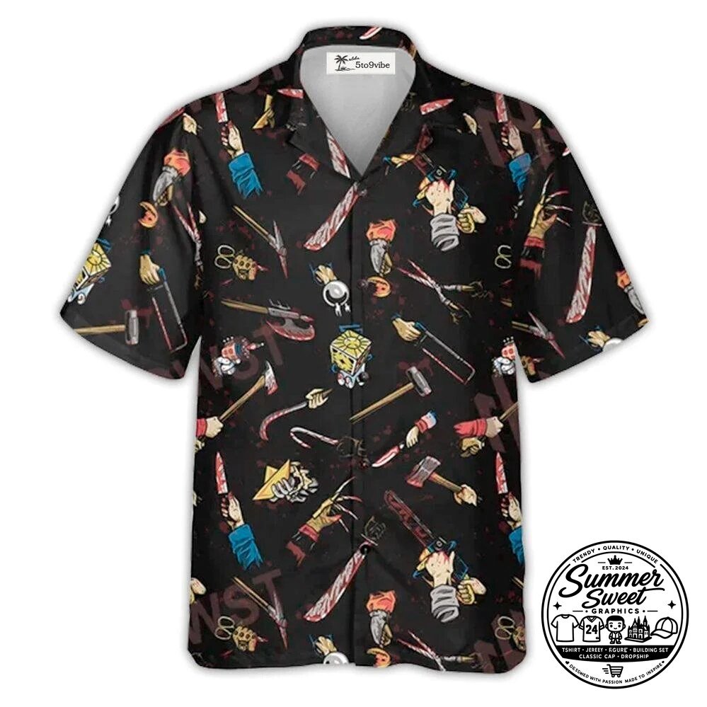 Halloween Horror Movie Weapons Tropical Style Hawaiian Shirt