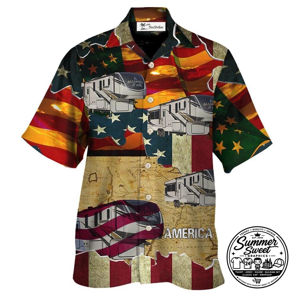 Car America Sunset Custom - Unisex Hawaiian Shirt For Men and Women