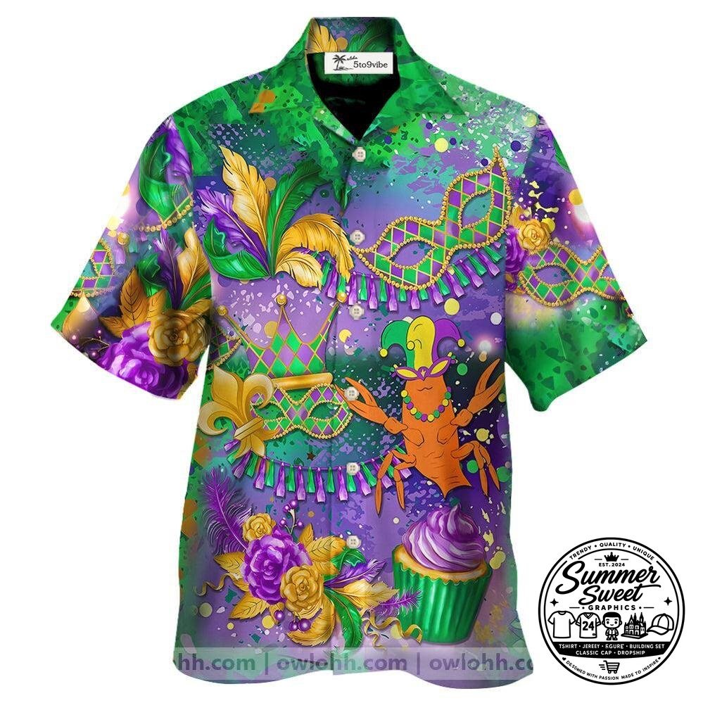 Mardi Gras Im Just Here For The Crawfish - Unisex Hawaiian Shirt For Men and Women