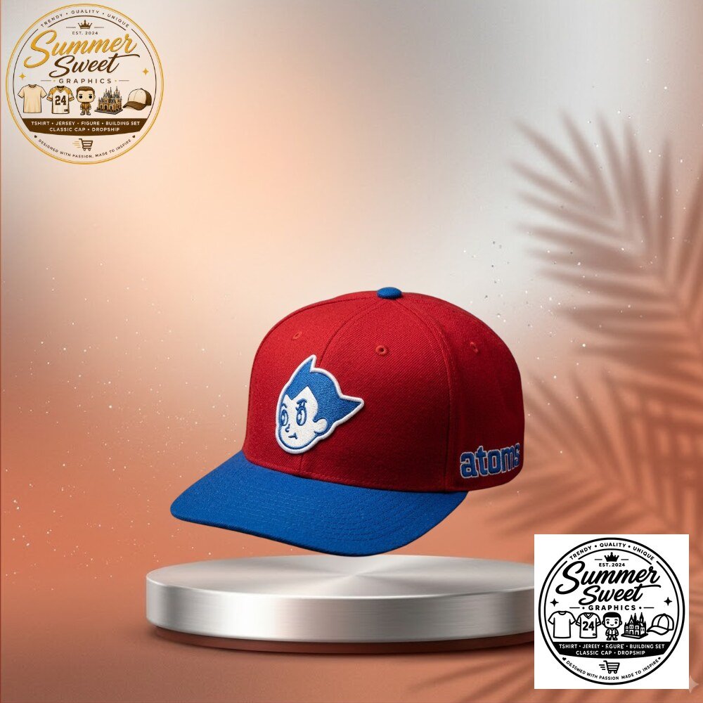 Astro Boy Atoms Snapback Cap Red & Blue Embroidered Anime Baseball Hat