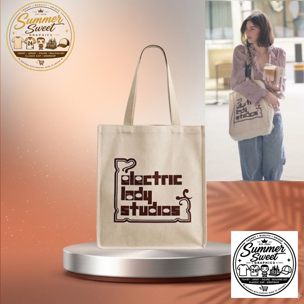 Gracie Abrams X Electric Lady Studios Vintage Canvas Tote Bag – Aesthetic Cream Cotton Grocery Bag