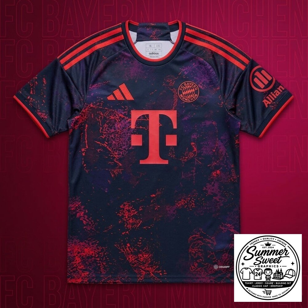 FC Bayern Munich Dark Graphic Jersey Red & Navy Soccer Shirt 5 FC Bayern Munich Dark Graphic Jersey Red & Navy Soccer Shirt