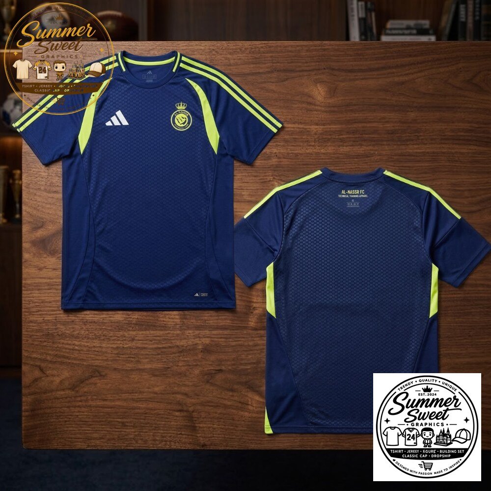 Al Nassr Training Soccer Jersey Blue & Volt Green Performance Shirt 4 Al Nassr Training Soccer Jersey Blue & Volt Green Performance Shirt