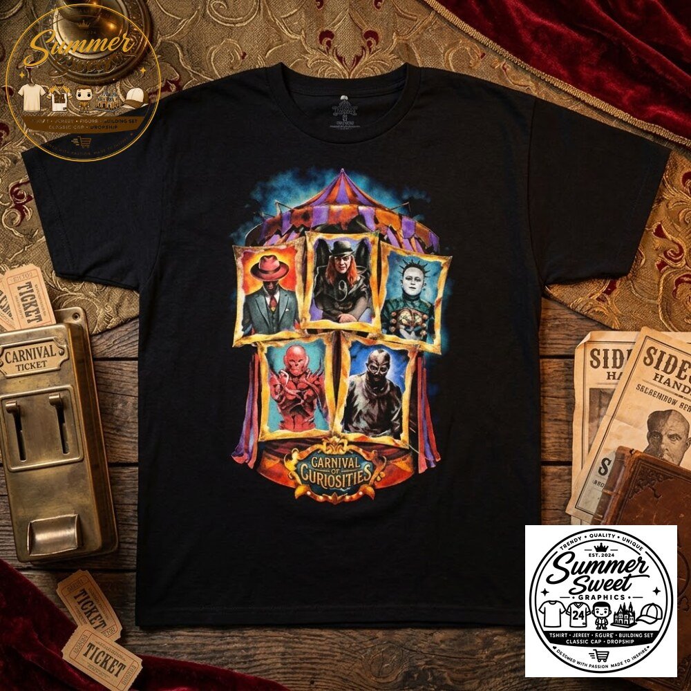 Carnival of Curiosities Graphic Tee Retro Horror Villains Halloween Disney Shirt 4 Carnival of Curiosities Graphic Tee Retro Horror Villains Halloween Disney Shirt