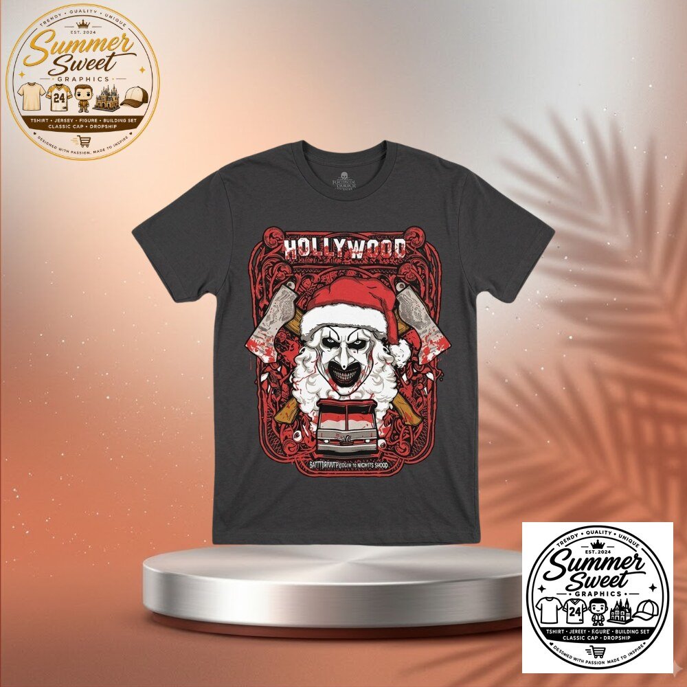 Disney Hollywood Clown Santa T-Shirt Terrifier 3 Horror Christmas Graphic Tee