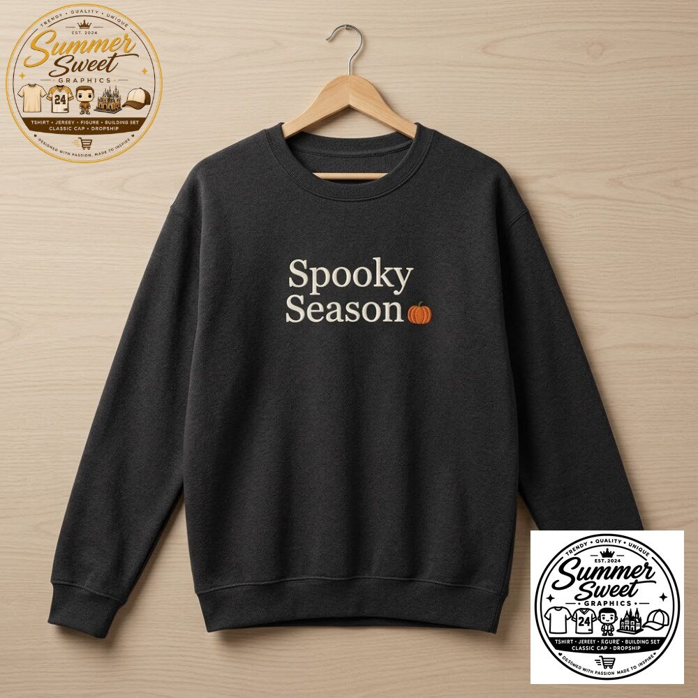 Spooky Season Pumpkin Sweatshirt Fall Cozy Graphic Crewneck 4 Spooky Season Pumpkin Sweatshirt Fall Cozy Graphic Crewneck