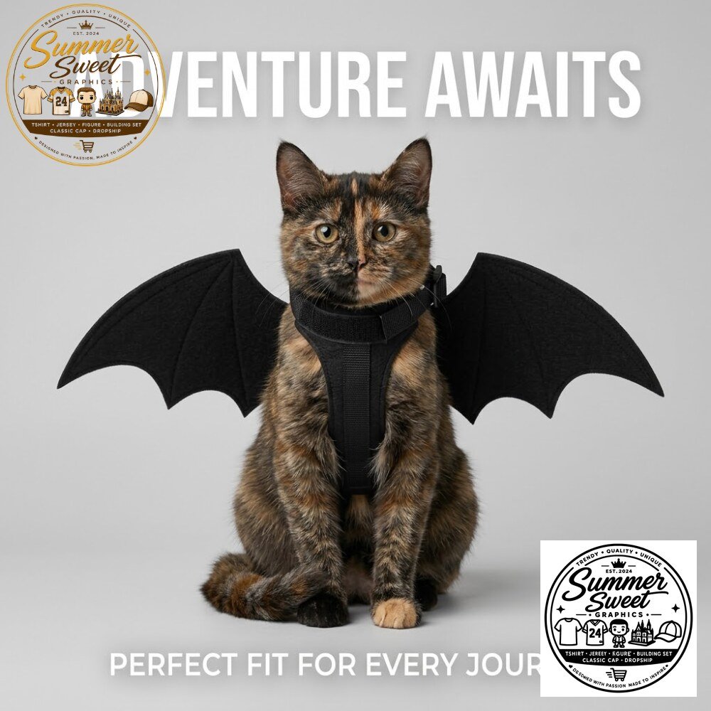 Bat Wings Cat Harness & Leash Set Halloween Dog Wings Costume 5 Bat Wings Cat Harness & Leash Set Halloween Dog Wings Costume