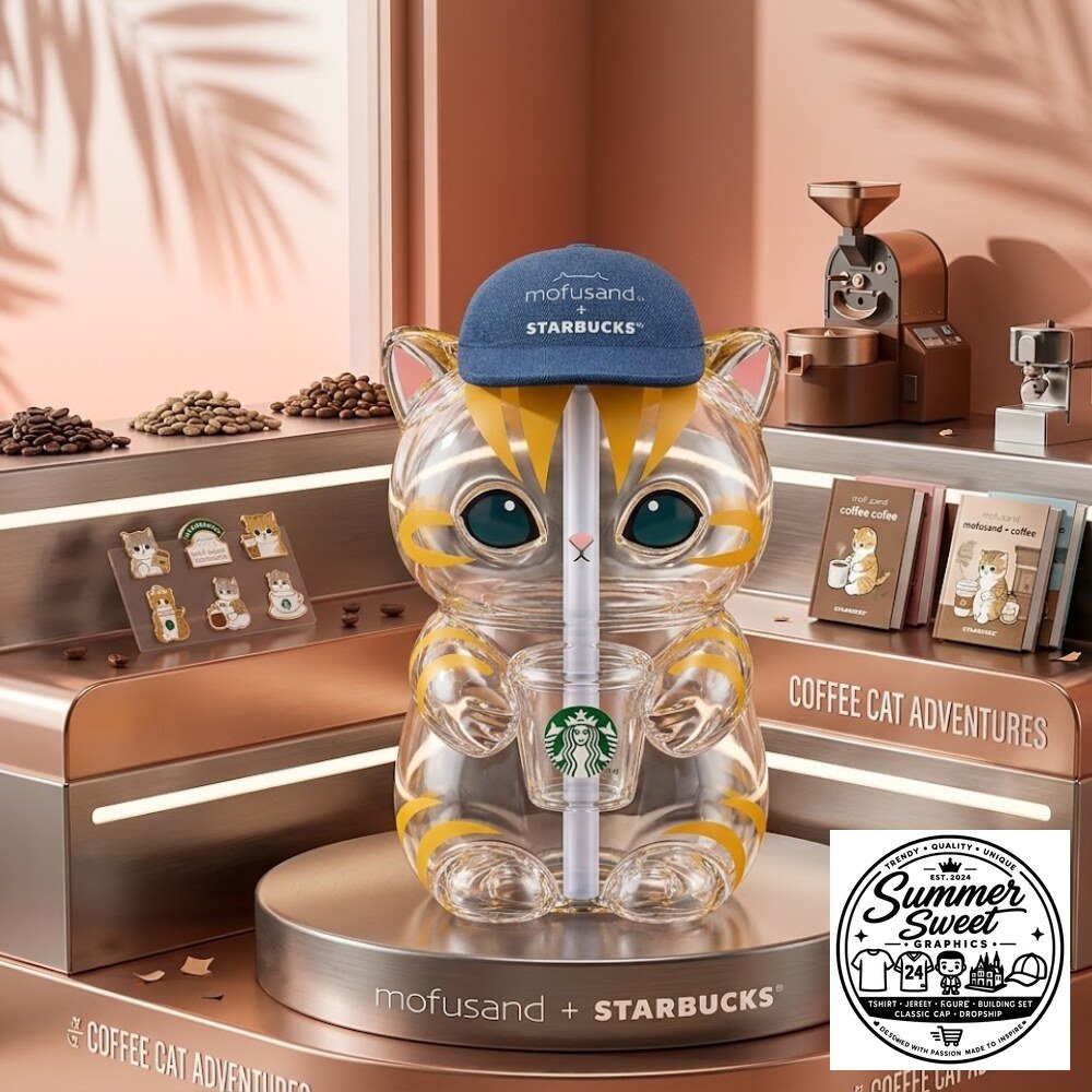 Mofusand x Starbucks Cat Glass Tumbler with Straw Kawaii Water Bottle Mofusand x Starbucks Kawaii Cat Glass Tumbler with Straw – image 3 of 3