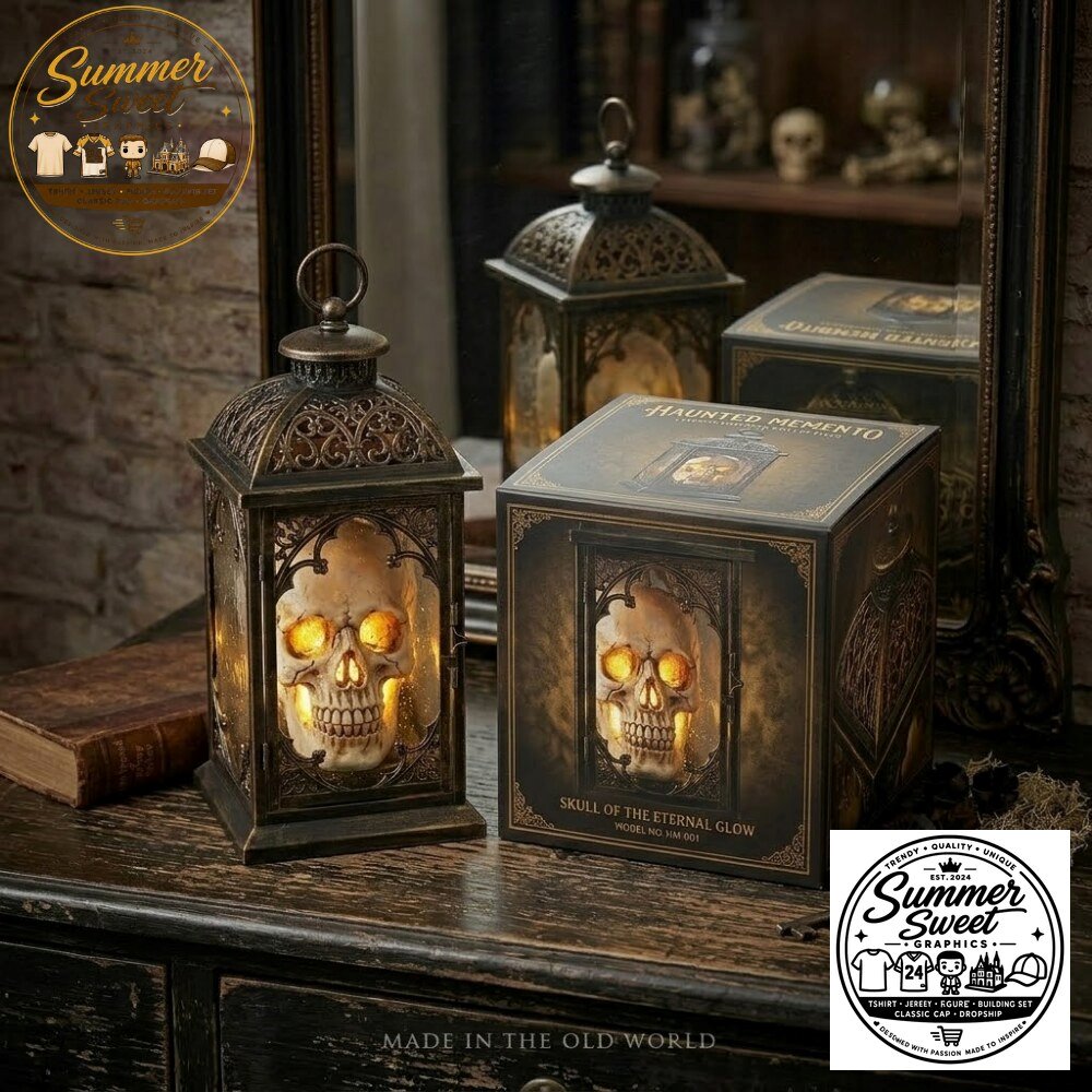 Vintage Gothic Skull Lantern LED Halloween Table Top Decor – image 3 of 3