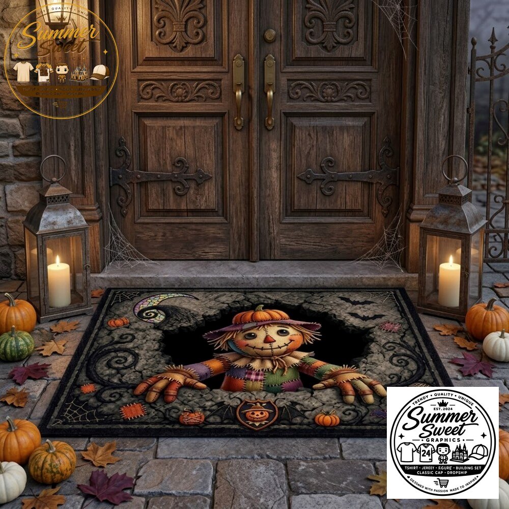 3D Halloween Scarecrow Doormat Spooky Fall Outdoor Welcome Mat 4 3D Halloween Scarecrow Doormat Spooky Fall Outdoor Welcome Mat