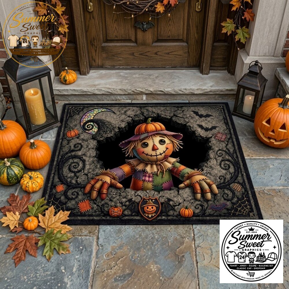 3D Halloween Scarecrow Doormat Spooky Fall Outdoor Welcome Mat 5 3D Halloween Scarecrow Doormat Spooky Fall Outdoor Welcome Mat