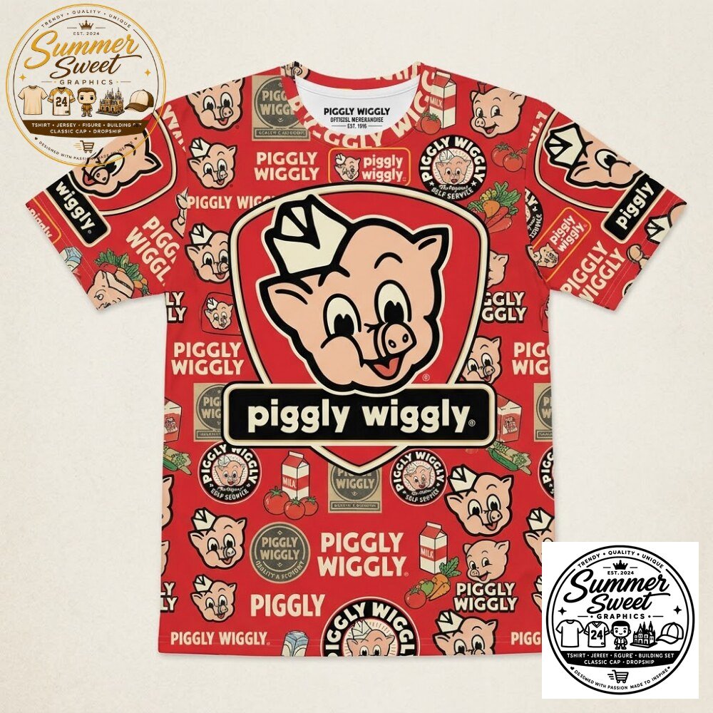 Vintage Piggly Wiggly All-Over Print T-Shirt Retro 90s Grocery Store Graphic Tee 4 Vintage Piggly Wiggly All-Over Print T-Shirt Retro 90s Grocery Store Graphic Tee