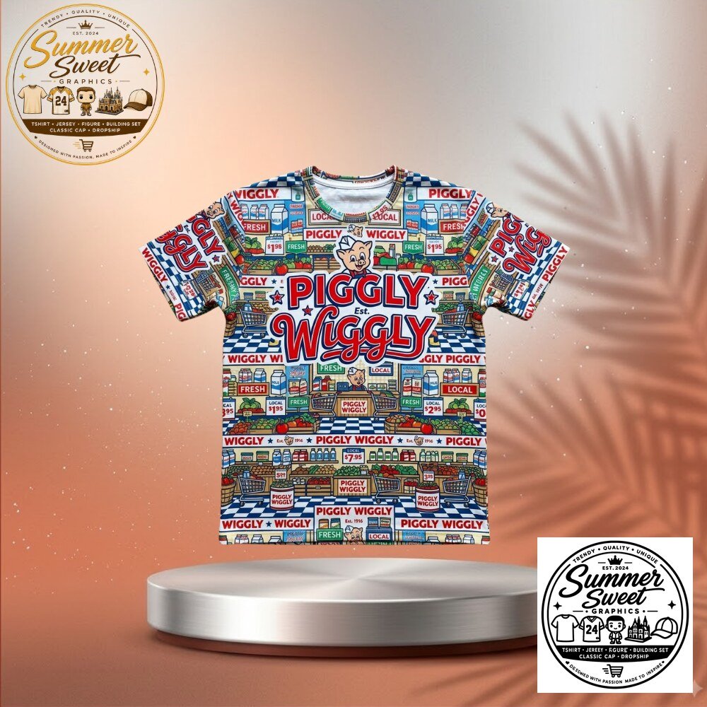Piggly Wiggly Vintage Supermarket Shelves All-Over Print Shirt Retro Aesthetic Tee