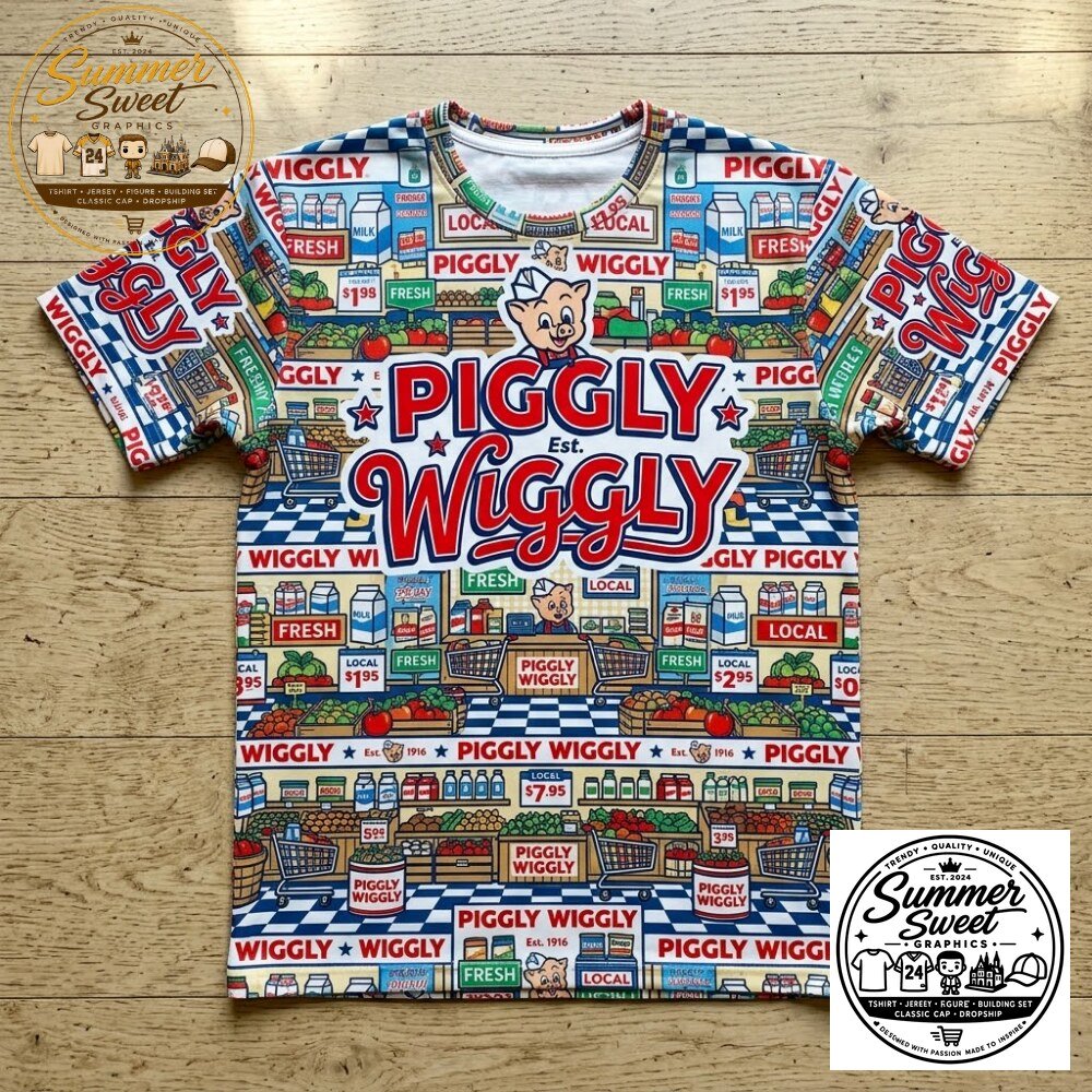 Piggly Wiggly Vintage Supermarket Shelves All-Over Print Shirt Retro Aesthetic Tee 5 Piggly Wiggly Vintage Supermarket Shelves All-Over Print Shirt Retro Aesthetic Tee