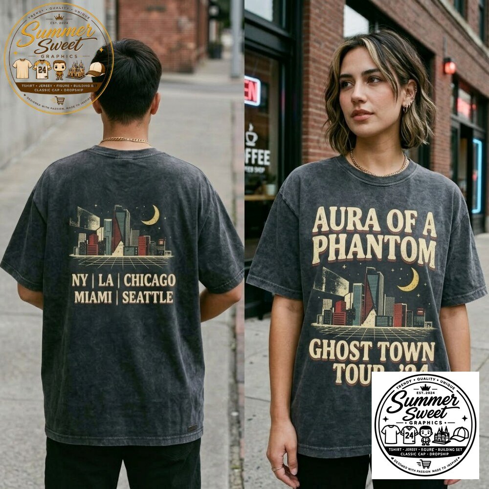 Ghost Town Tour 24 Vintage T-Shirt Acid Wash City Skyline Tee