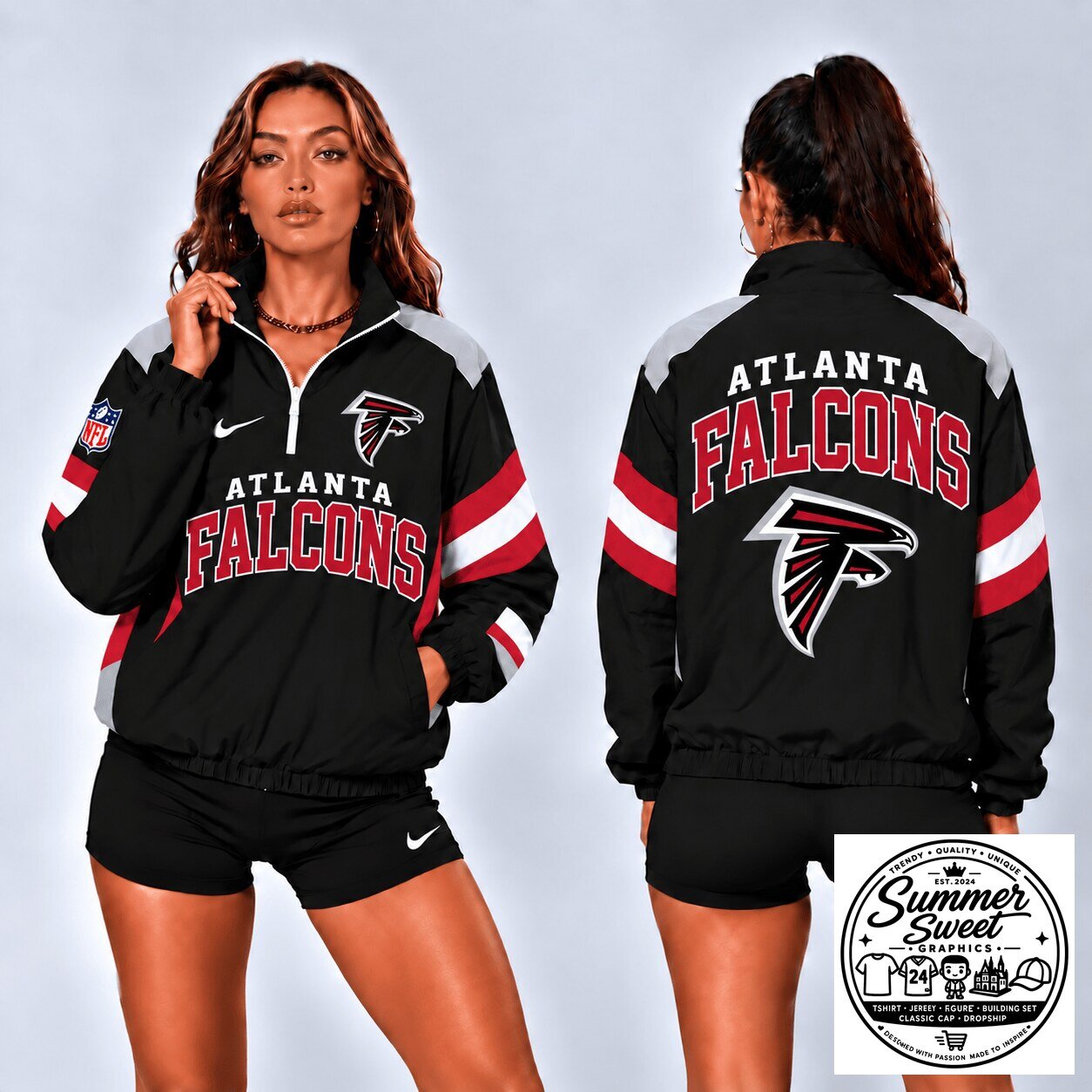 Atlanta Falcons National Football League Retro Colorblock Quarter-Zip Jacket