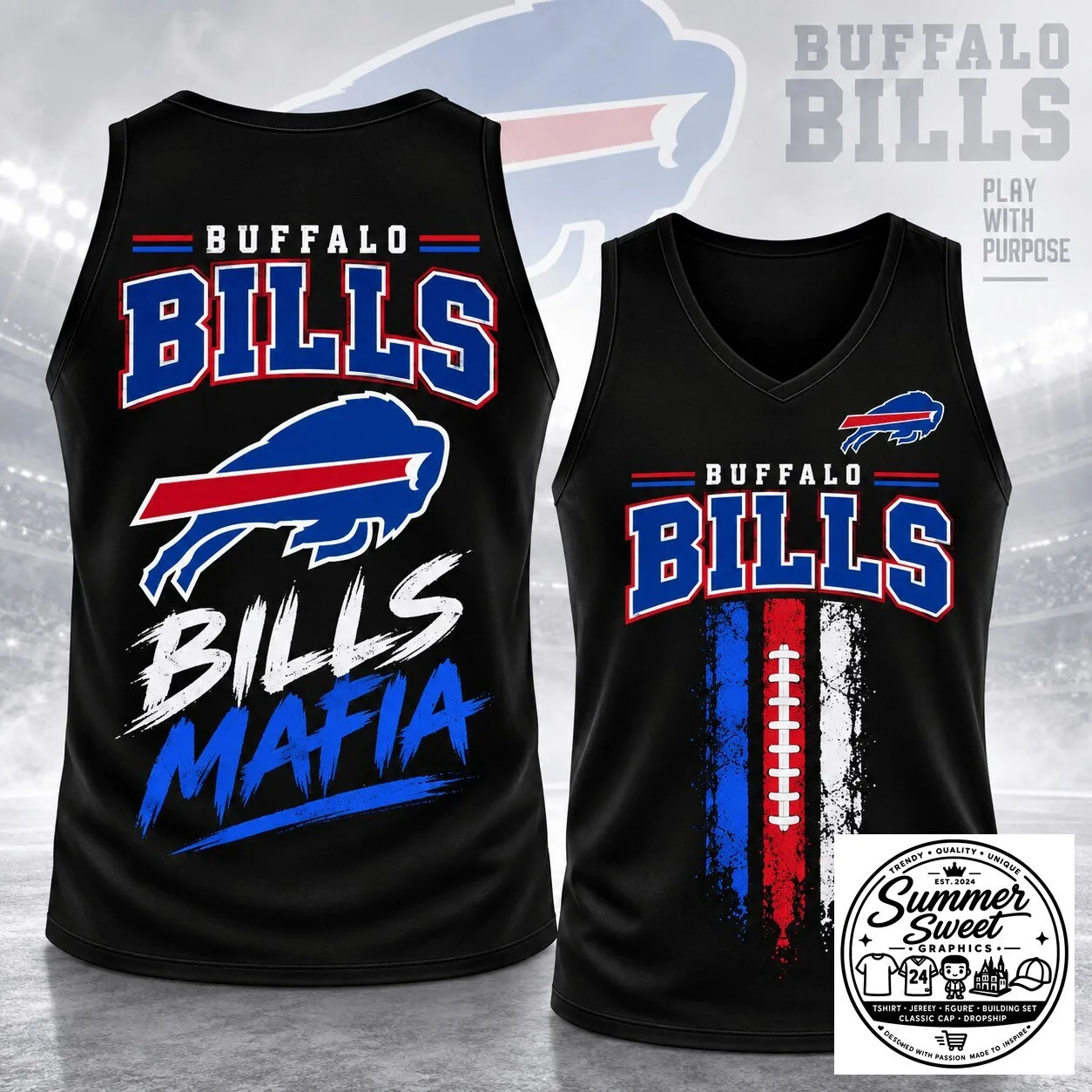 Buffalo Bills Mafia American Football Fan Black Tank Top