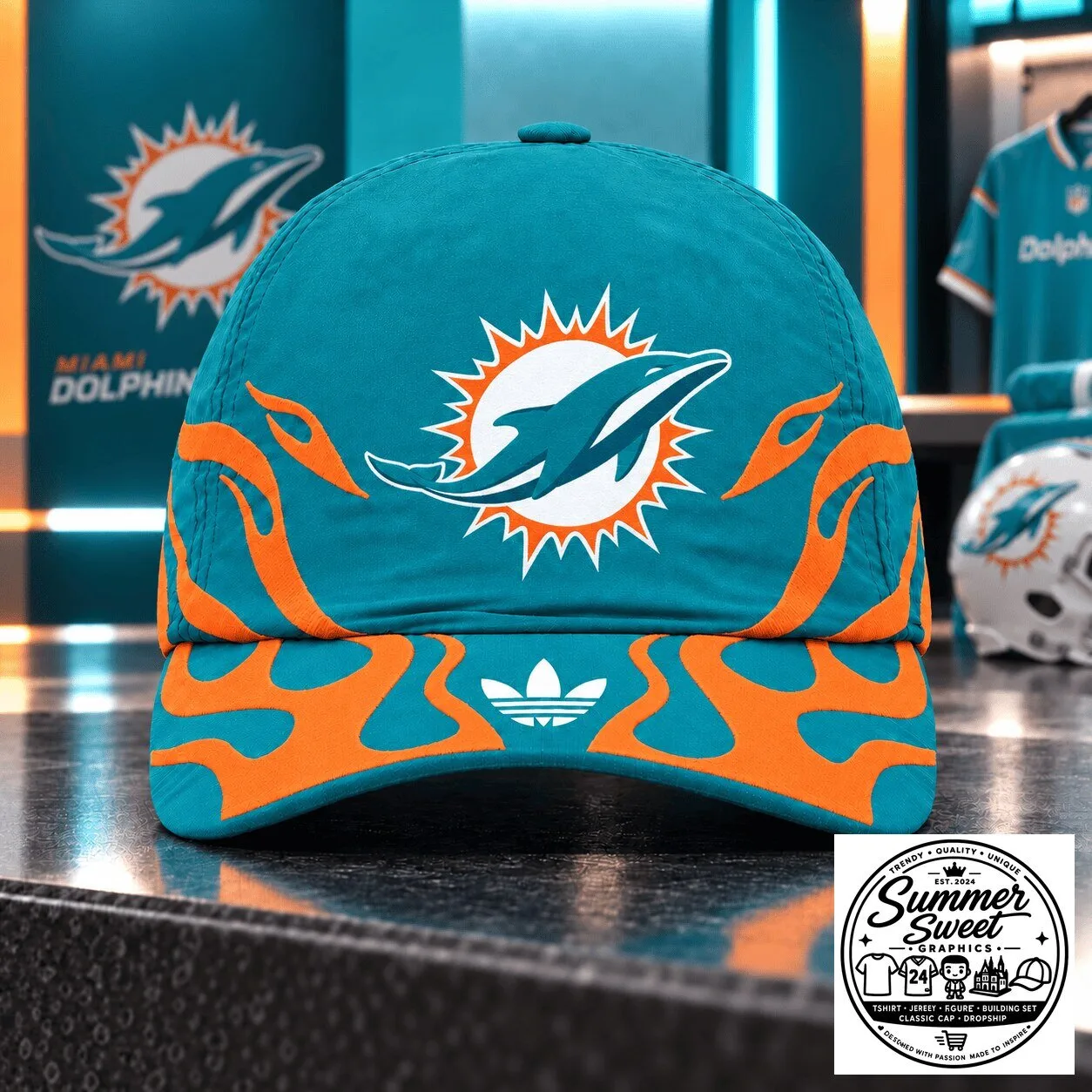 Miami Dolphins National Football League Flame Edition Adjustable Cap Hat