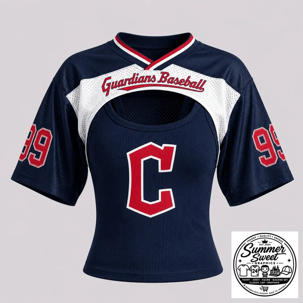 Cleveland Guardians Baseball Cropped Jersey and Tank Top Set