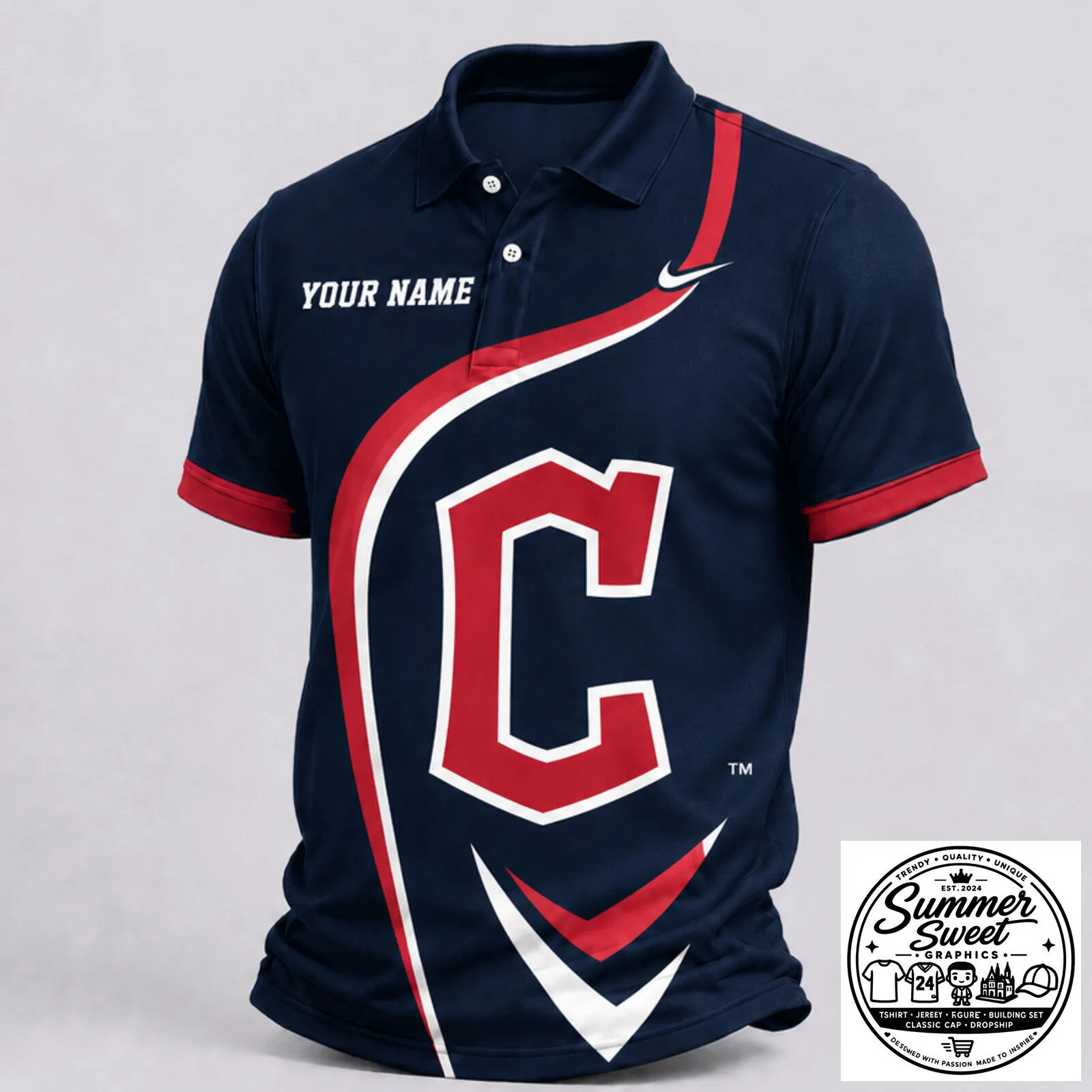 Cleveland Guardians Custom Name MLB Baseball Fan Polo Shirt