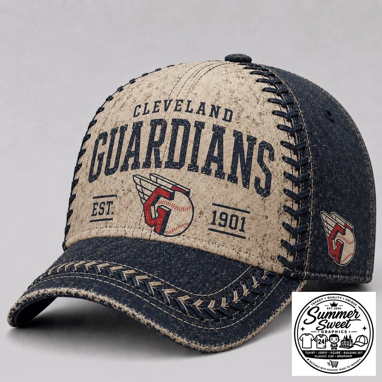 Cleveland Guardians Vintage Ball Stitch Heritage Baseball Cap