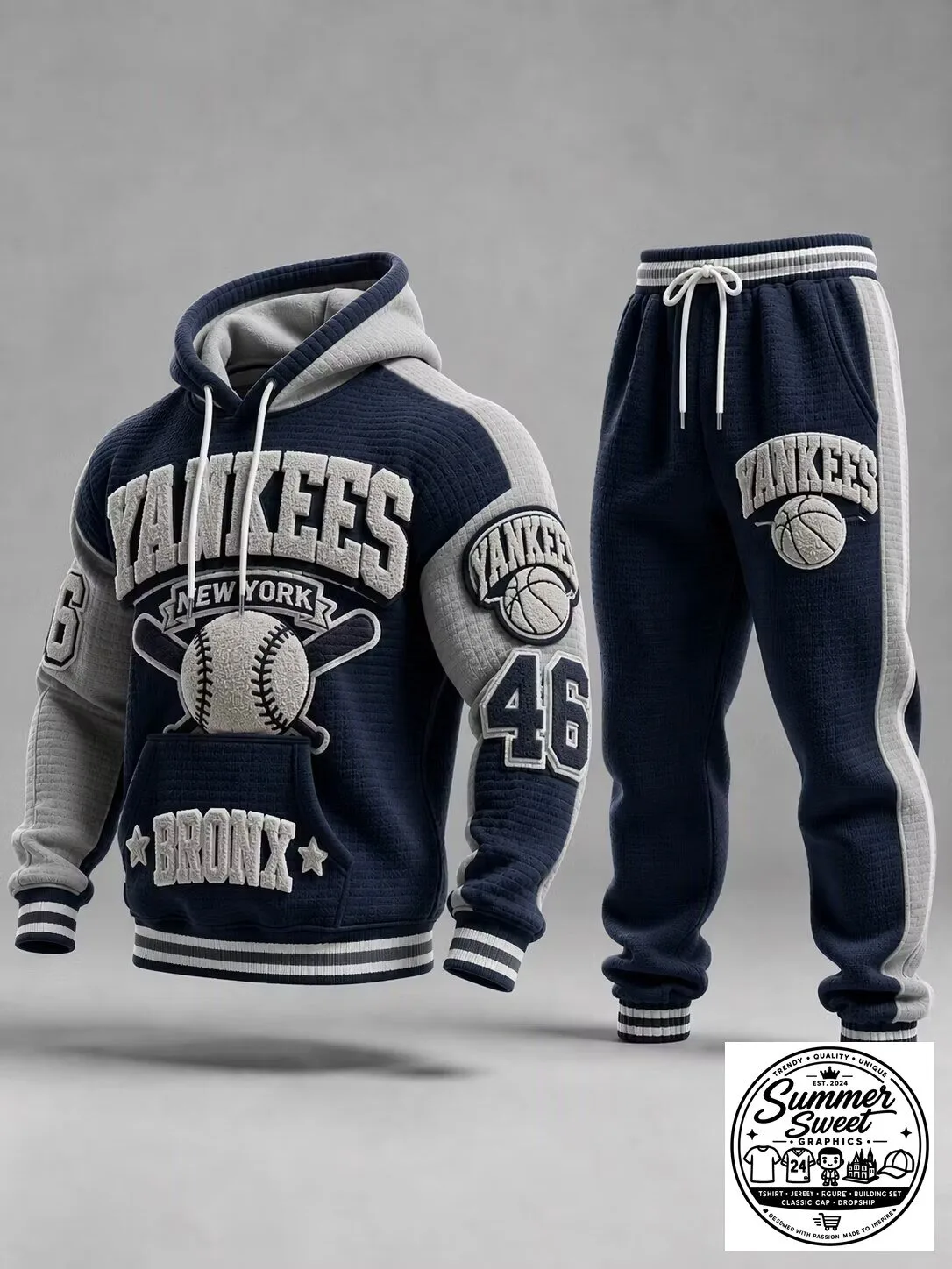 New York Yankees Bronx Baseball Team Hoodie and Jogger Pants Set