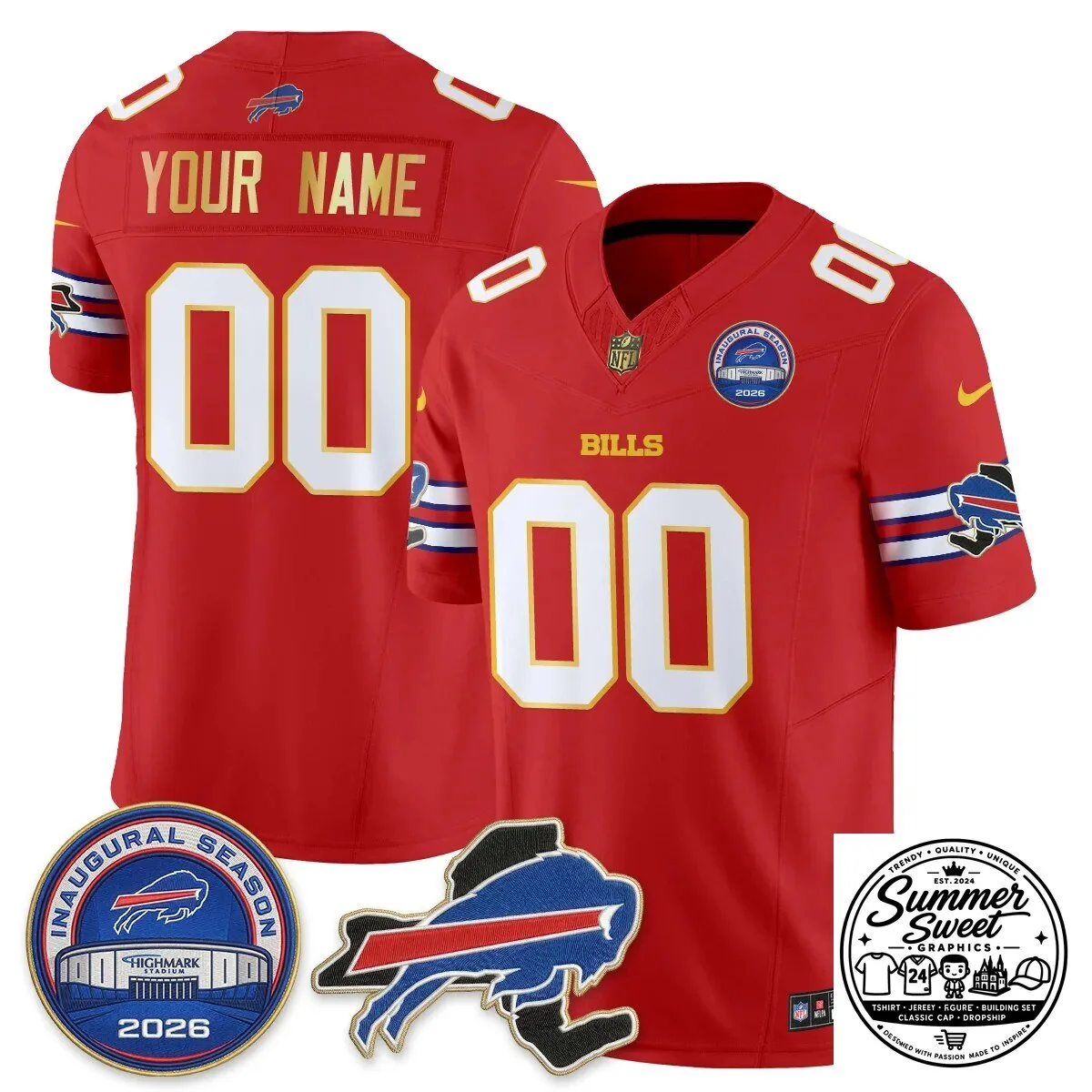 Buffalo Bills 2026 Inaugural Season Gold Trim Edition Vapor Custom Football Jersey 11 Buffalo Bills 2026 Inaugural Season Gold Trim Edition Vapor Custom Football Jersey