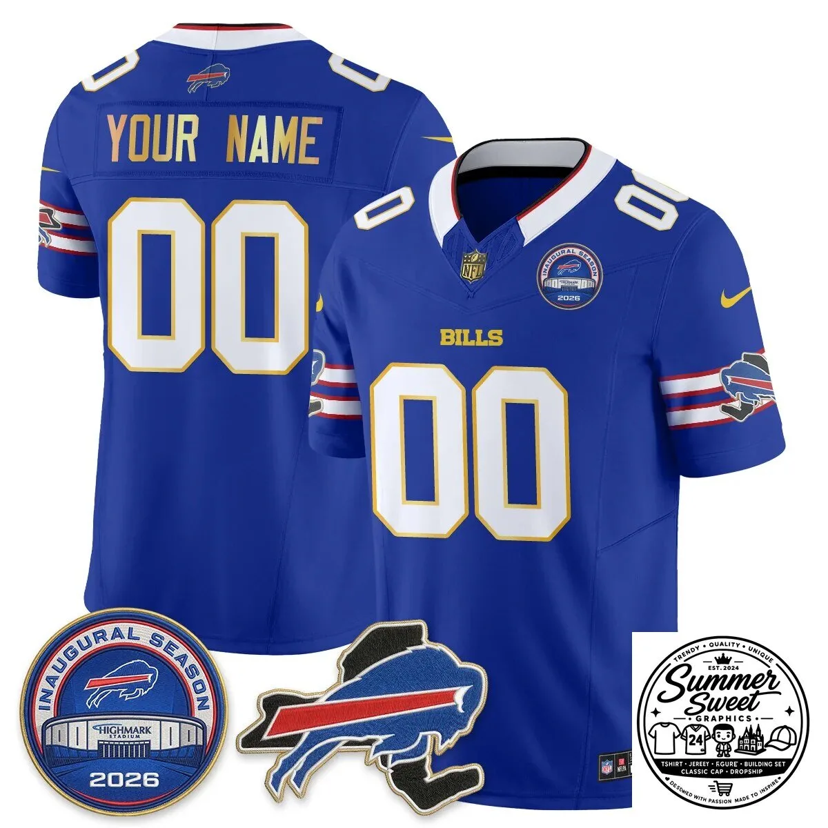 Buffalo Bills 2026 Inaugural Season Gold Trim Edition Vapor Custom Football Jersey 13 Buffalo Bills 2026 Inaugural Season Gold Trim Edition Vapor Custom Football Jersey