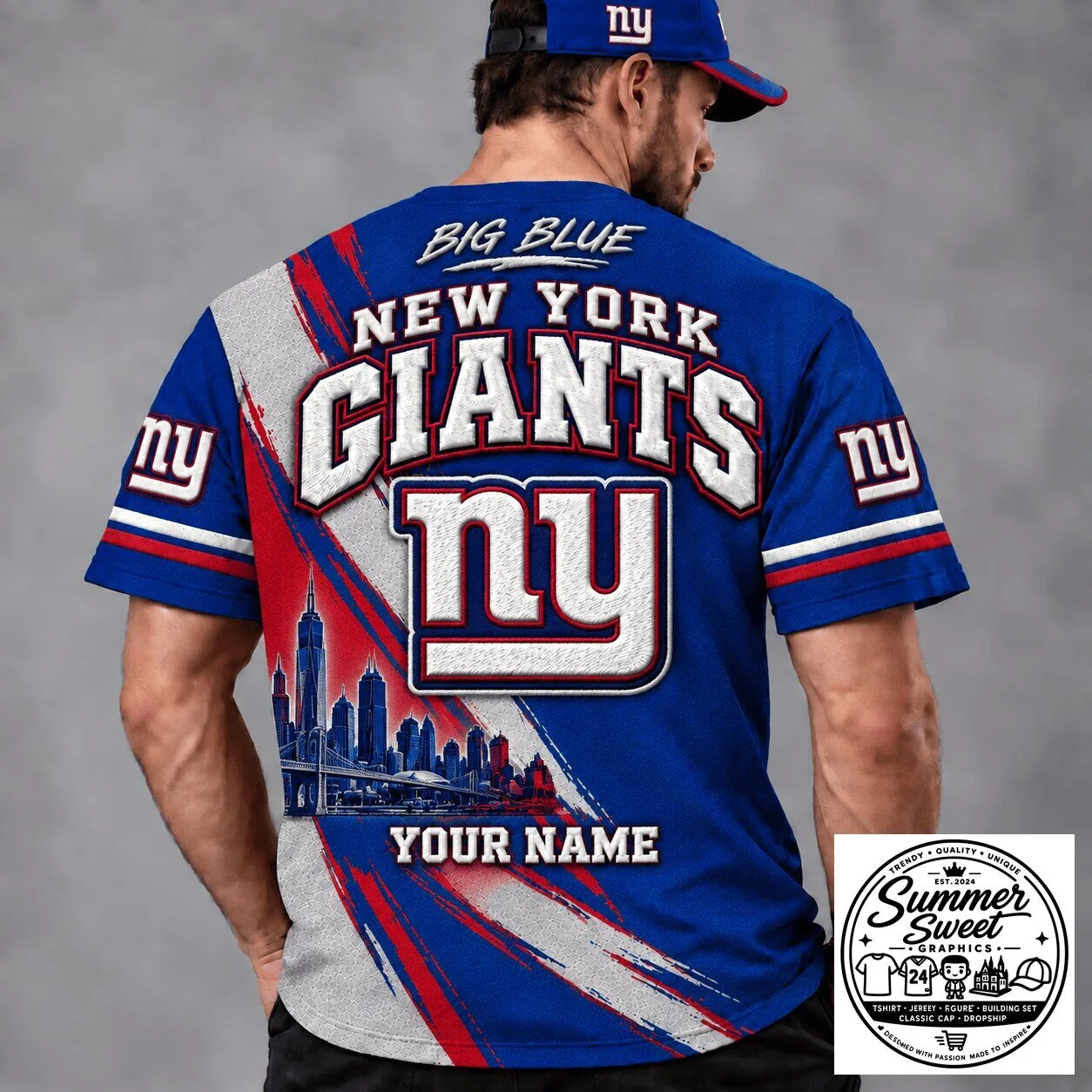 New York Giants NFL Football Team Big Blue Custom Name T-Shirt