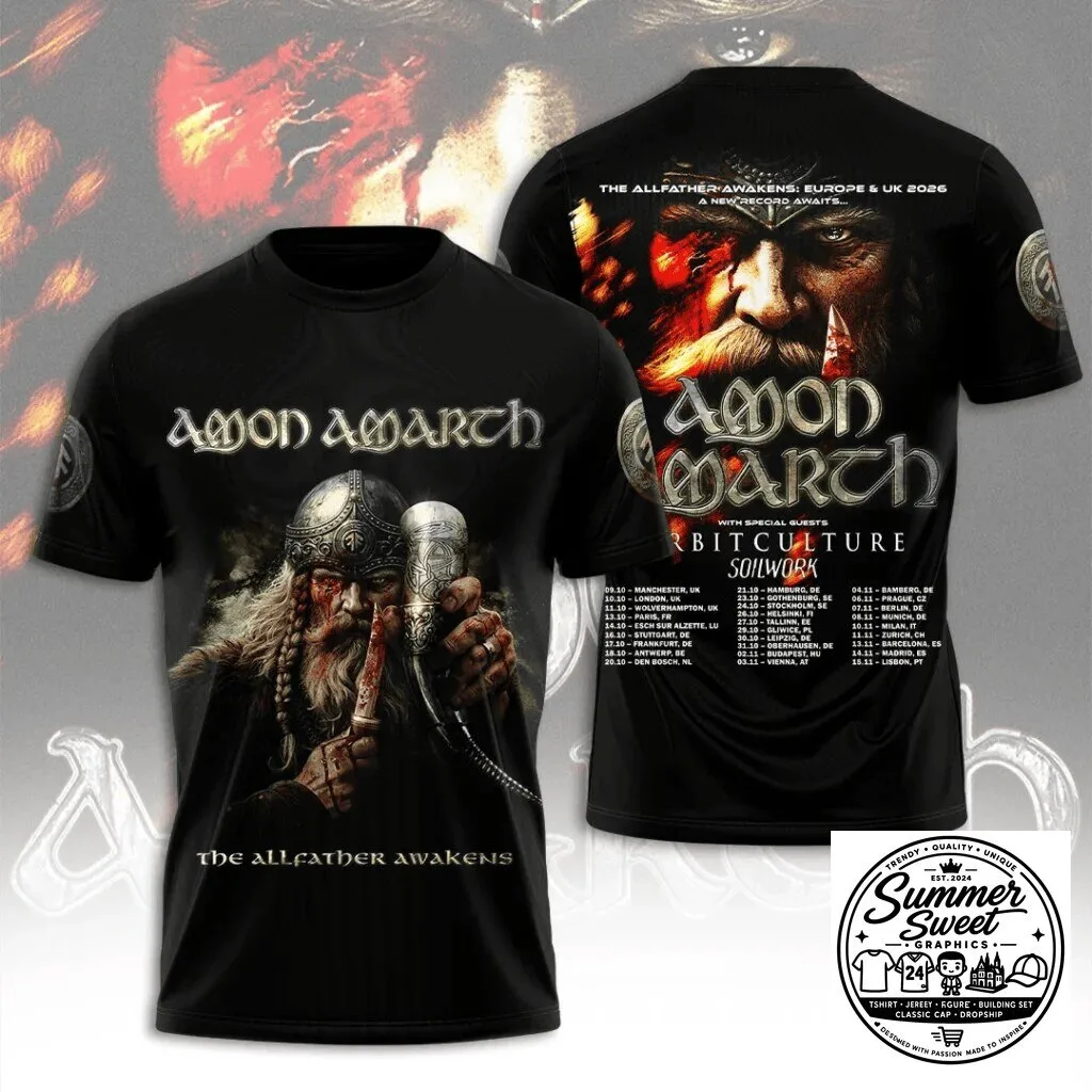 Amon Amarth The Allfather Awakens Europe and UK 2026 Tour Black T-Shirt