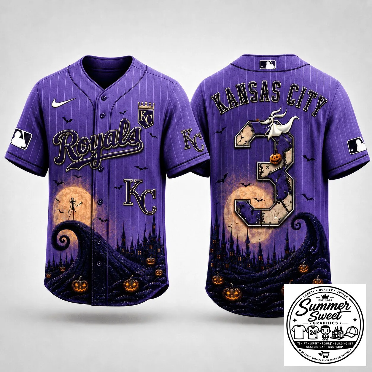 Kansas City Royals Baseball Halloween Jersey Nightmare Before Christmas