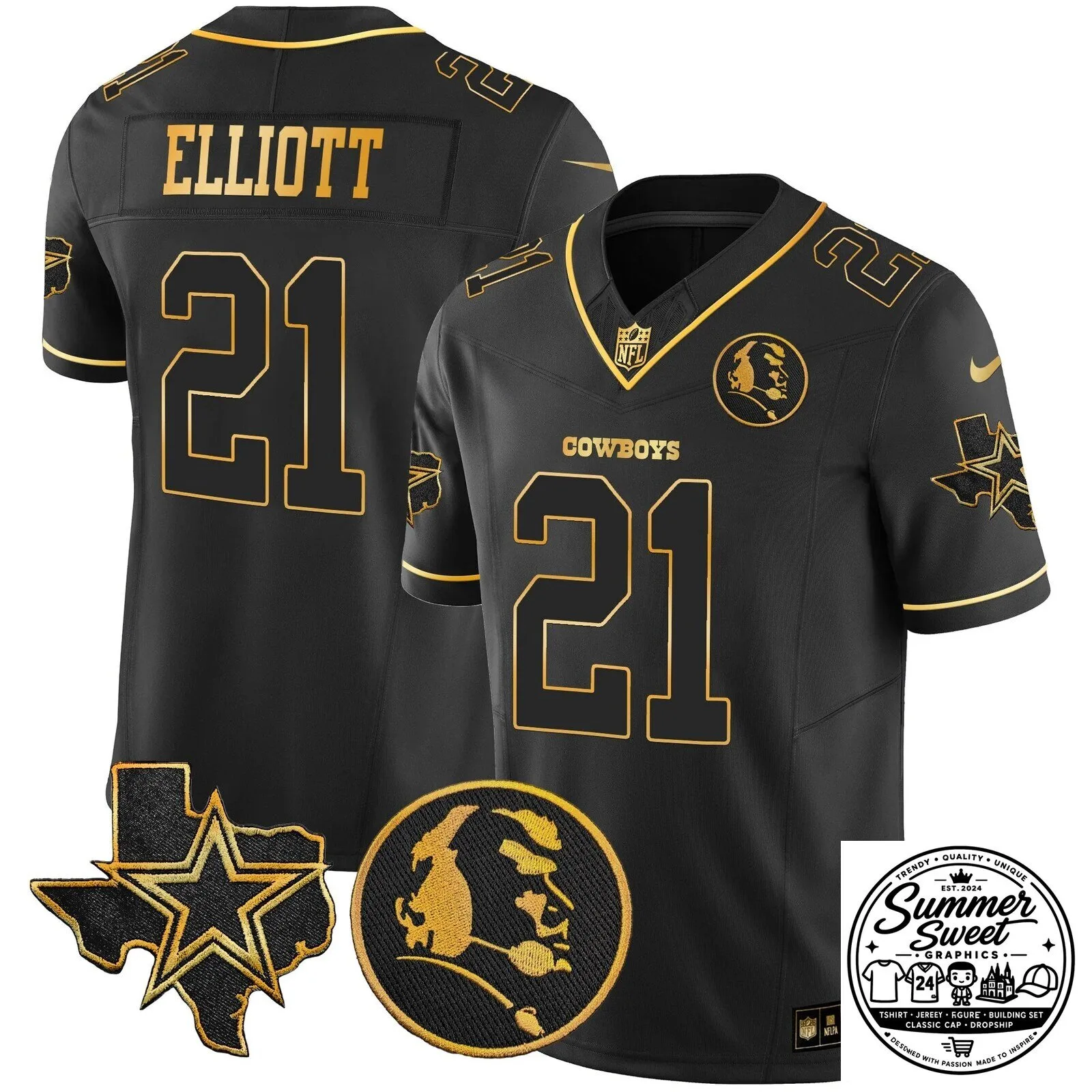 Dak Prescott Black Football Jersey for Dallas Cowboys by John Madden 53 Dak Prescott Black Football Jersey for Dallas Cowboys by John Madden