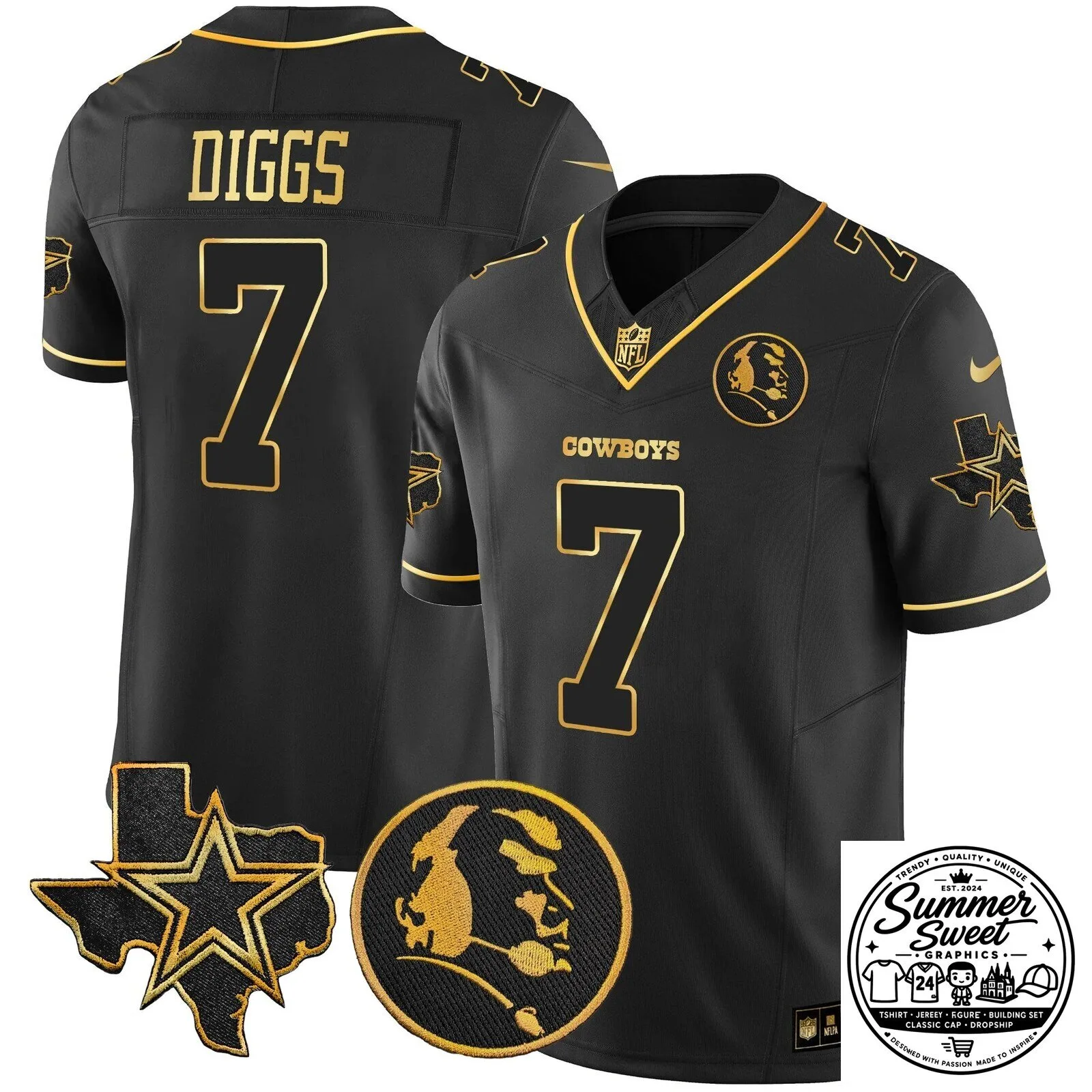 Dak Prescott Black Football Jersey for Dallas Cowboys by John Madden 54 Dak Prescott Black Football Jersey for Dallas Cowboys by John Madden
