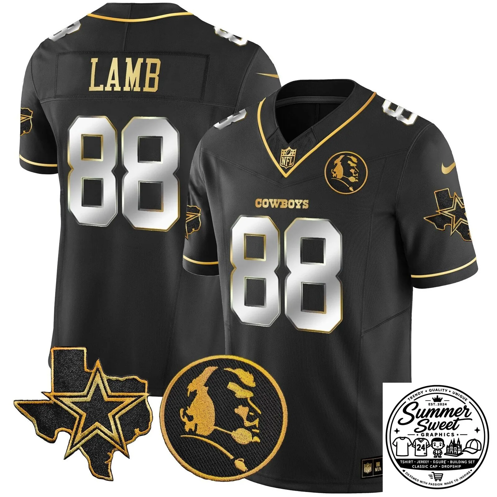 Dak Prescott Black Football Jersey for Dallas Cowboys by John Madden 58 Dak Prescott Black Football Jersey for Dallas Cowboys by John Madden