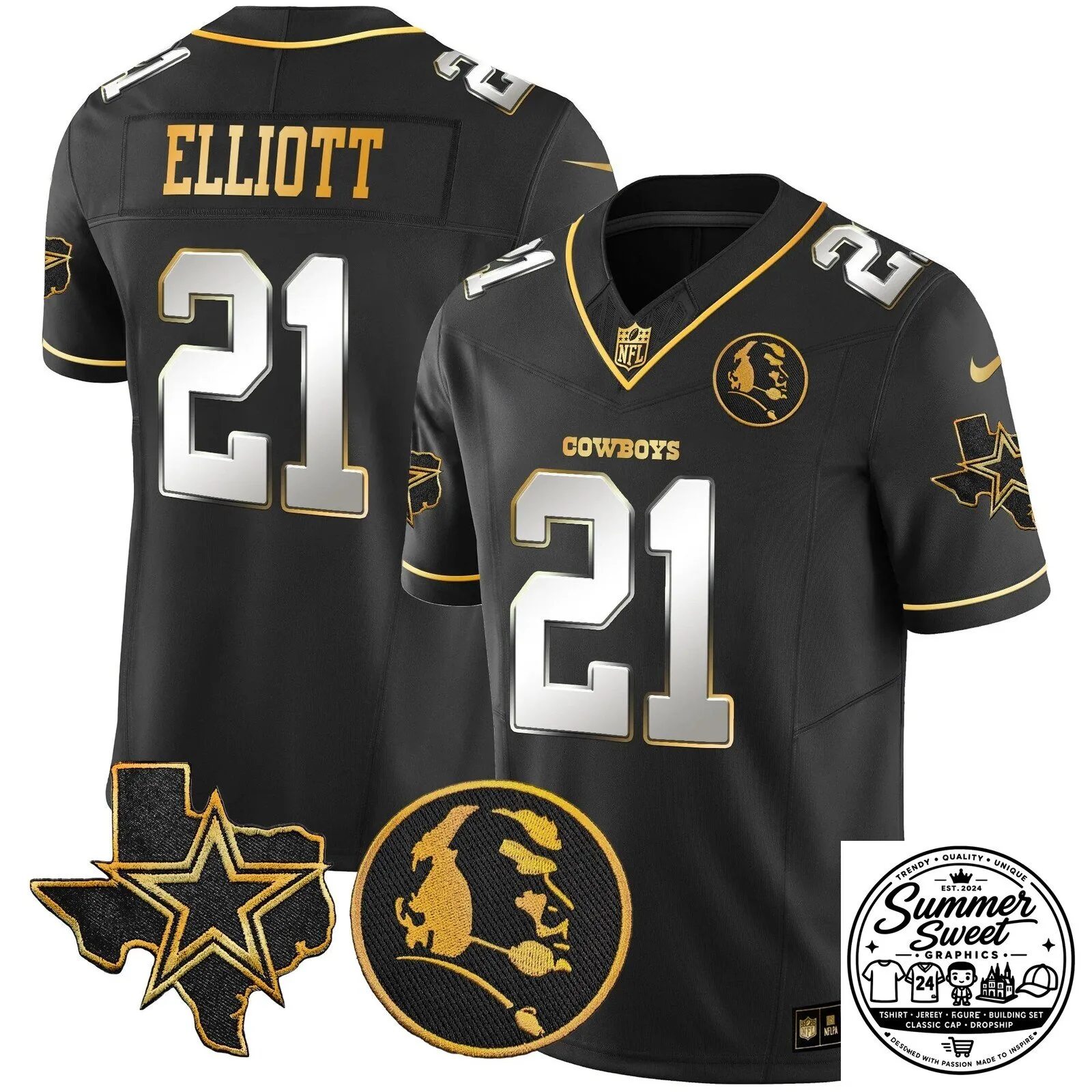 Dak Prescott Black Football Jersey for Dallas Cowboys by John Madden 61 Dak Prescott Black Football Jersey for Dallas Cowboys by John Madden