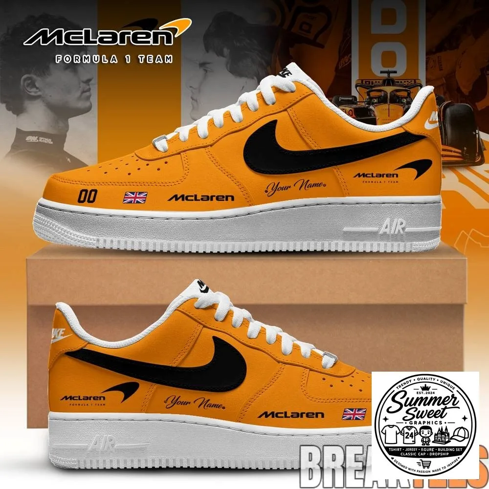McLaren Formula 1 Team Custom Name Orange Air Force 1 Shoes