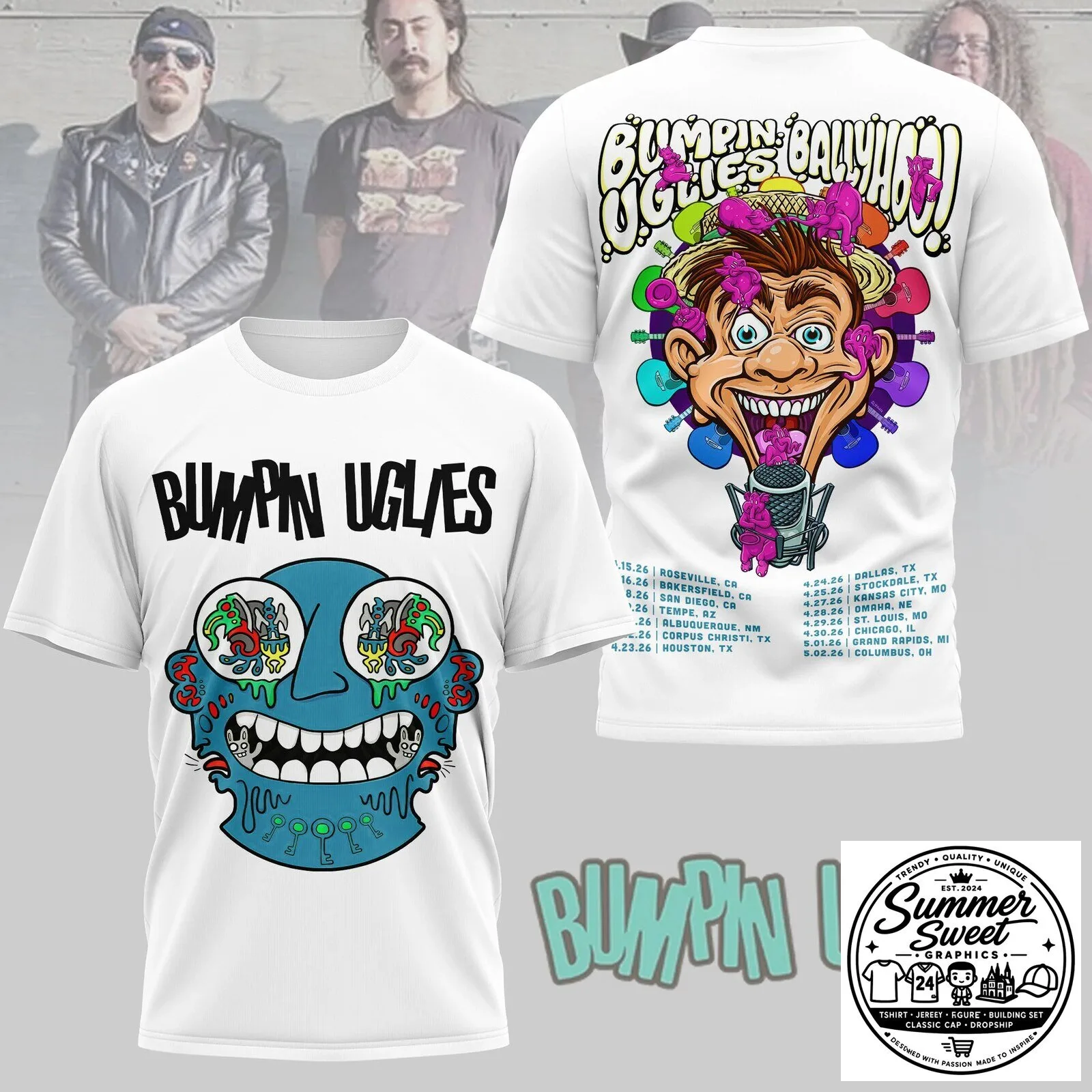 Bumpin Uglies Band Tour Dates White Graphic T-Shirt