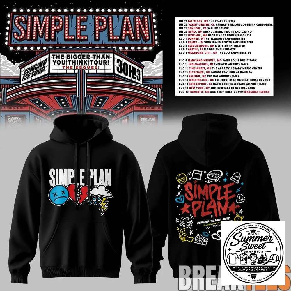Simple Plan The Bigger Than You Think Tour 2023 Concert Dates Hoodie