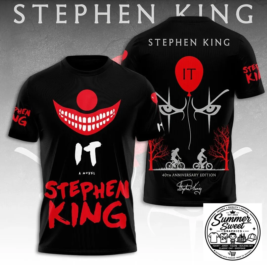Stephen King It Novel 40th Anniversary Pennywise Clown Horror Movie T-Shirt