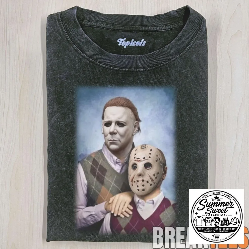 Halloween Michael Myers and Jason Voorhees Horror Movie T-Shirt
