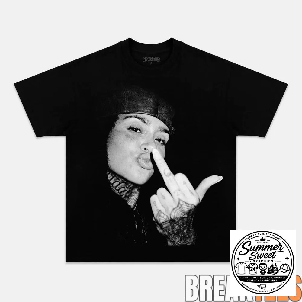Kehlani Middle Finger Black and White Photo Graphic T-Shirt