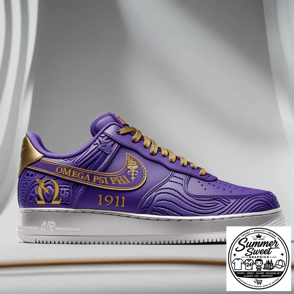 Omega Psi Phi Fraternity Purple and Gold Athletic Sneaker Shoes Omega Psi Phi Fraternity Purple and Gold Athletic Sneaker Shoes