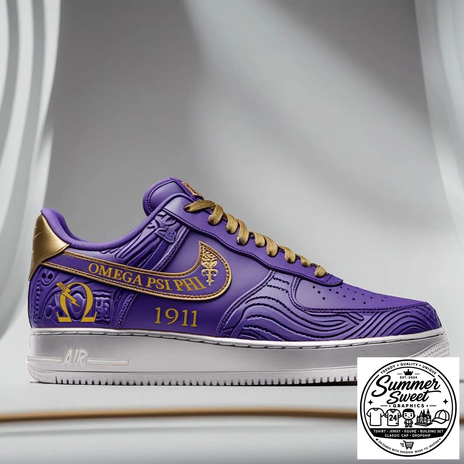 Omega Psi Phi Fraternity Purple and Gold Athletic Sneaker Shoes 1 Omega Psi Phi Fraternity Purple and Gold Athletic Sneaker Shoes