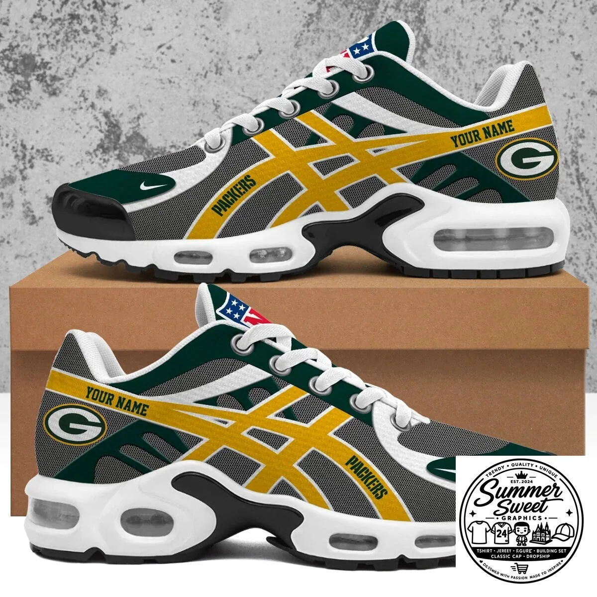 Green Bay Packers Personalized Air Max Style Running Shoes 1 Green Bay Packers Personalized Air Max Style Running Shoes