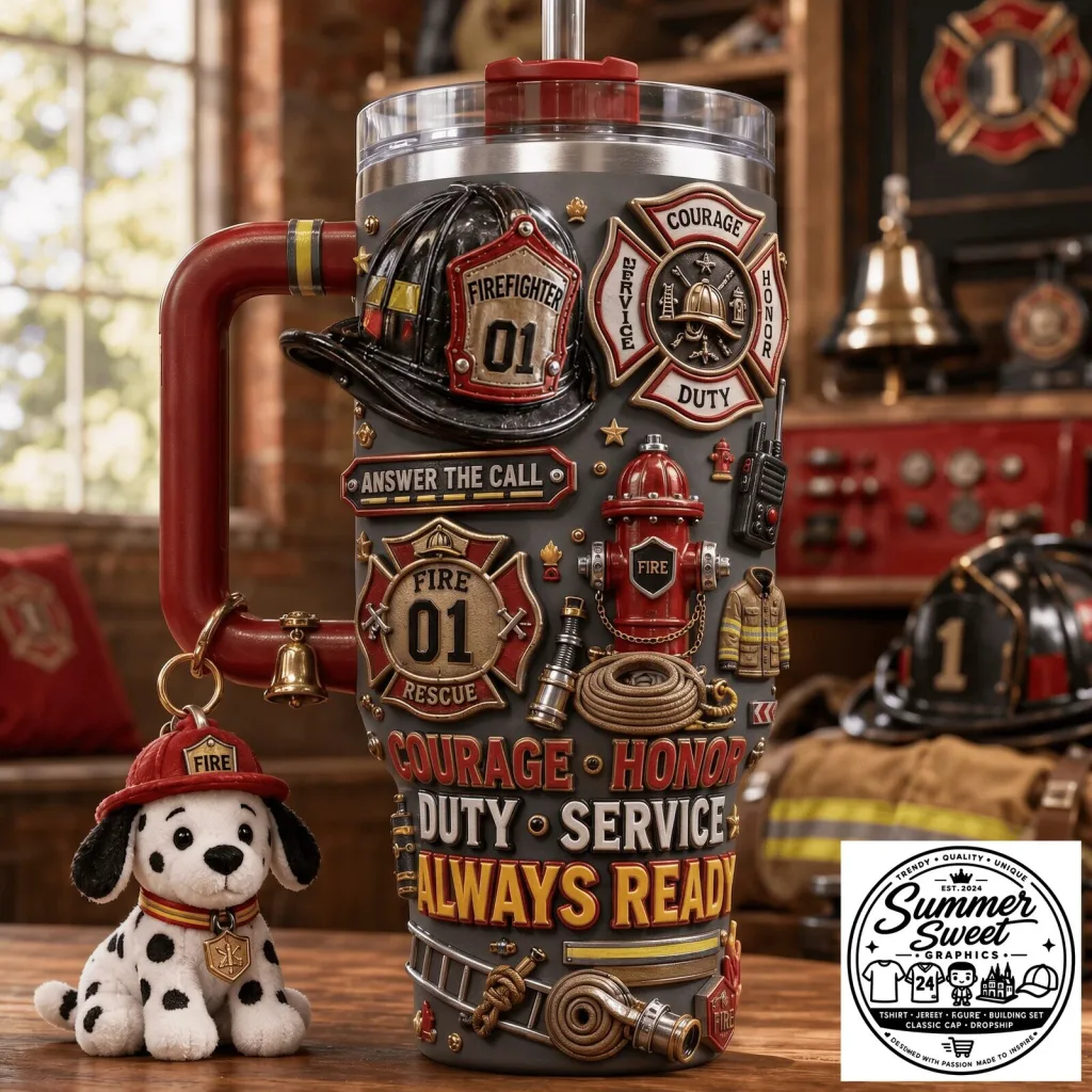 Firefighter Courage Honor Duty Service Always Ready 40oz Tumbler with Handle 16 Firefighter Courage Honor Duty Service Always Ready 40oz Tumbler with Handle